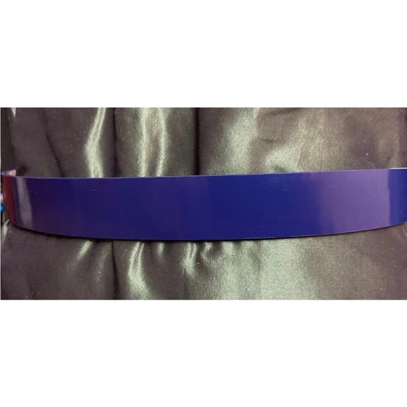 New Lauren Ralph Lauren Blue White Leather Silver Buckle Reversible Belt main image 5
